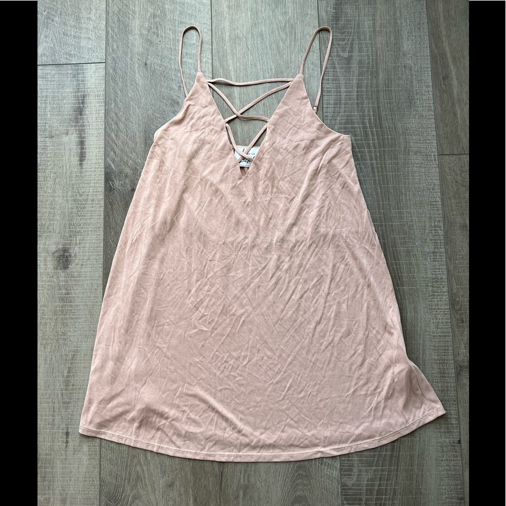 Ooh La Luxe California Criss-Cross Front Halter Dress Size Small in Pink